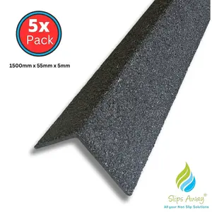 Stair & Step Nosing Cover Anti Slip Treads GRP Heavy Duty for High Traffic Areas - 5x GRP nosing black 1500mm