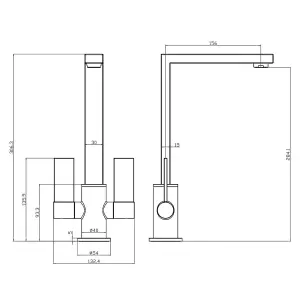 Liquida W17BN Twin Lever 360 Degree Swivel Spout Brushed Nickel Kitchen Tap