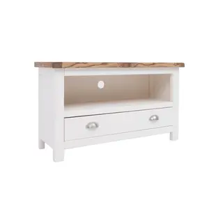 Lovere Off White 1 Drawer TV Cabinet Chrome Cup Handle