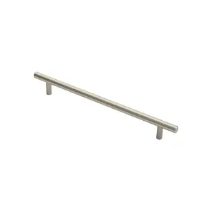 Round T Bar Cabinet Pull Handle 284 x 12mm 224mm Fixing Centres Satin Nickel