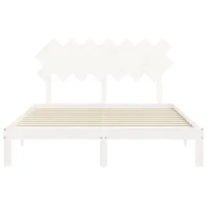 Berkfield Bed Frame with Headboard White 140x190 cm Solid Wood