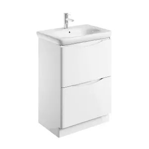 Eden 600mm Floorstanding Vanity Unit in Gloss White & Link Resin Basin