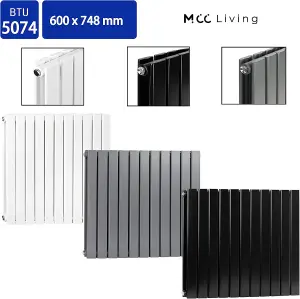 Designer Flat Panel Double Radiator 600x748 Black by MCC