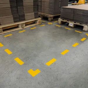 Durable Heavy Duty Adhesive Floor Marking Cross Shape - 10 Pack - Yellow