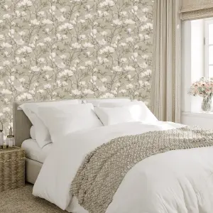 Opus Cream & Pink Petalina Floral Patterned Embossed Wallpaper