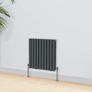 Right Radiators 600x590mm Horizontal Double Oval Column Designer Radiator Anthracite