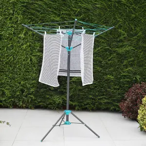 JVL 3 Arm Portable Free Standing Rotary Airer, 16 Metre, Grey 