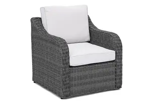 Primrose Living Luxury Rattan Curved Arm Single Armchair Outdoor Furniture in Stone