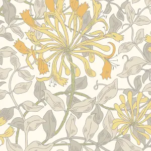 Hoopla Walls Honeysuckle Leaf Trail Warm Grey Smooth Matt Wallpaper