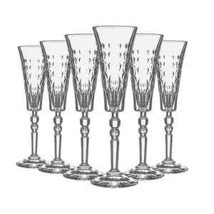 RCR Crystal 12 Piece Marilyn Champagne Flutes Set - Modern Cut Glass Stemware Goblets - 169ml