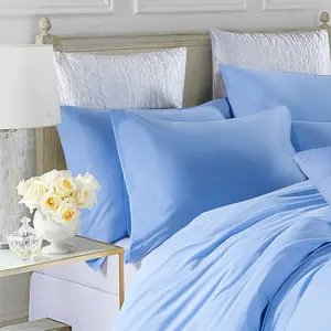 Marnisha Polyester Solid Colour Duvet Cover Set with Pillowcases Light Blue / Double - 2 Standard Pillowcases