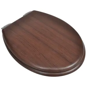 WC Toilet Seat MDF Soft Close Lid Simple Design Brown