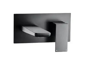 Matt Black Wall Mounted Bath Filler Waterfall Modern Square Tap Design Recessed