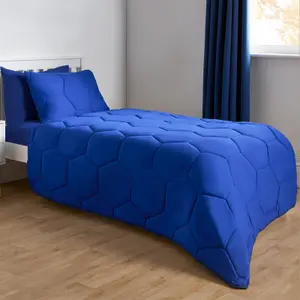 Coverless Duvet 7.5 TOG Pillowcase Quilt Honeycomb Bedding Set, Blue - Double