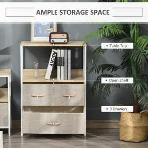 HOMCOM 3 Drawer Storage Chest Unit Home w/ Shelves Home Living Bedroom White