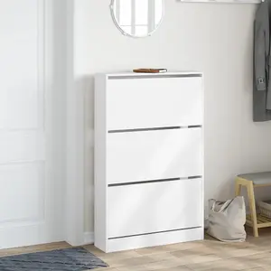 Berkfield Shoe Cabinet White 80x21x125.5 cm Engineered Wood