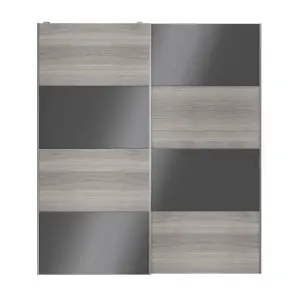 Atomia Panelled Grey & anthracite oak effect High gloss 2 door Sliding Wardrobe Door kit (H)2250mm (W)2000mm