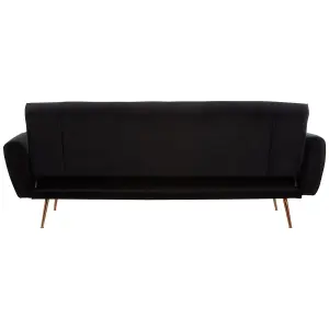 Interiors By Premier Velvet Upholstered Black Velvet Sofa Bed, Elegant Seater Sofa Bed For Bedroom, Contemporary Sofa Bed