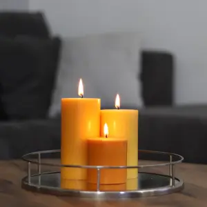 Pillar Candle Set of 3 Orange Candles by Laeto Ageless Aromatherapy - FREE DELIVERY INCLUDED