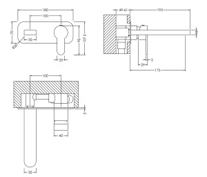 Pride Round Wall Mount 2 Tap Hole Basin Mixer Tap & Back Plate - Brushed Bronze - Balterley