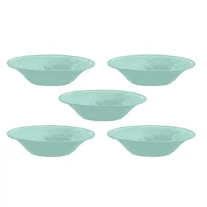 Purely Home Crackle Turquoise Melamine Low Bowls - Set of 5