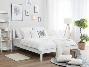 Wooden EU King Size Bed White TANNAY