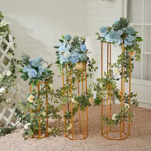 3 Pcs Gold Tall Metal Floor Vase Flower Stand Wedding Centrepieces