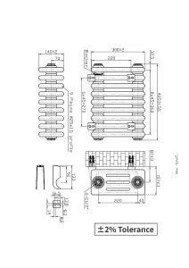 Right Radiators 300x425 mm Horizontal Traditional 4 Column Cast Iron Style Radiator Anthracite