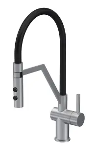 Modern Kitchen Mono Mixer Tap with 1 Lever Handle, 436mm - Brushed Nickel