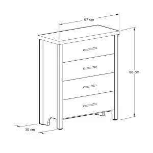 GFW Cascina 4 Drawer Chest Oak