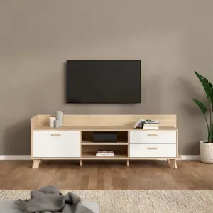 Ikast TV-unit with 1 Door + 2 Drawers in Jackson Hickory and White