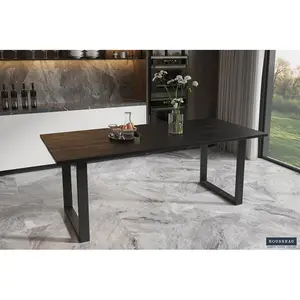 Rectangular Dining Table Mango Black / 76 H x 200 L x 100 W cm