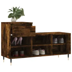 Berkfield Shoe Cabinet Smoked Oak 102x36x60 cm Engineered Wood