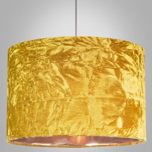 Modern Crushed Velvet Lamp Shade with Shiny Paper Inner Ochre / 22cm H x 35cm W x 35cm D