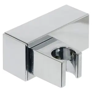 SPARES2GO Wall Clamp compatible with Grohe Shower Head Adjustable Square Angled Chrome Bracket Handset Holder