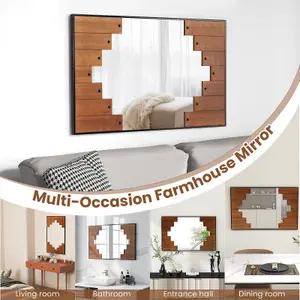 Costway Piano Key-Shaped Framed Decoration Rectangle Wall Mirror Makeup Vanity Mirror