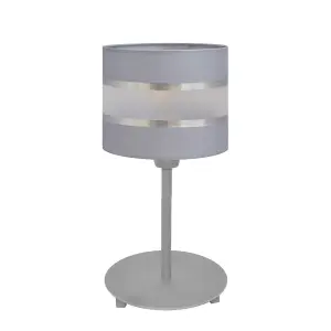 Luminosa Helen Table Lamp With Round Shade Grey, Silver 20cm