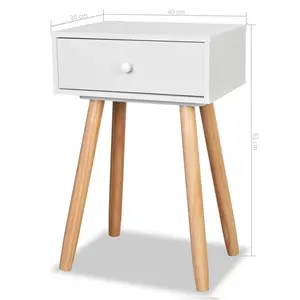 Morwenna 1 Drawer Bedside Table (Set of 2) White