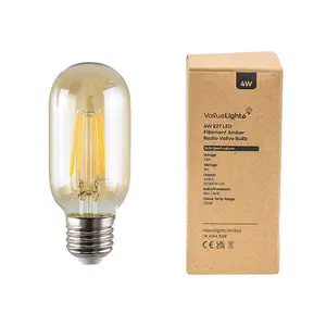 ValueLights Pack of 3 Retro Style 4w LED Filament ES E27 Radio Valve Amber Tubular Light Bulbs 2700K Warm White