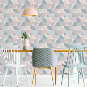 Fresco Retro Crescent Geometric Soft Pastels Wallpaper