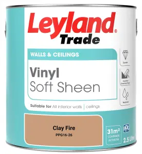 Leyland Trade Vinyl Soft Sheen Walls & Ceilings Emulsion Paint Clay Fire (PPG16-26) - 2.5L