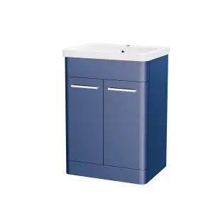 Nes Home 600mm Freestanding Vanity Unit Cabinet and Wash Basin Royal Blue