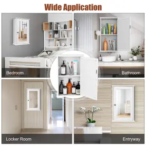 Costway Mirrored Bathroom Cabinet Wall Mount Storage Cabinet w/ Single Door