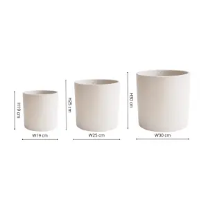 Ivyline Indoor -Valetta Ivory Terrazzo Planter Set of 3 Premium Glaze