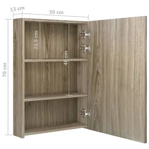 Berkfield LED Bathroom Mirror Cabinet Oak 50x13x70 cm