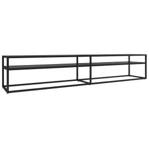 Berkfield TV Cabinet Black 220x40x40.5 cm Tempered Glass