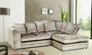 Bella Crushed Velvet Left Hand Facing Corner Sofa Champagne