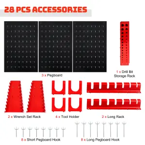 Costway Pegboard Wall Organizer Kit Garage Storage w/ Drill Bit Storage Rack