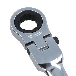 14mm Flexible Headed Ratchet Combination Spanner Wrench with Integrated Lock