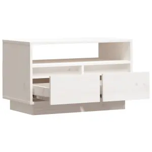 Berkfield TV Cabinet White 60x35x37 cm Solid Wood Pine